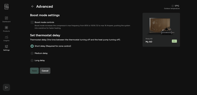 App - Settings advanced