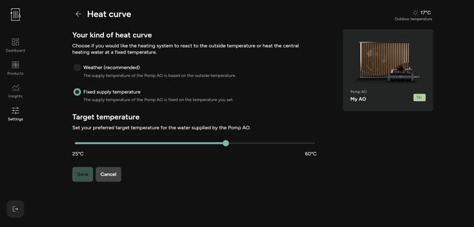 App - Settings heatcurve